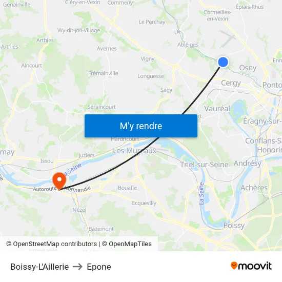 Boissy-L'Aillerie to Epone map