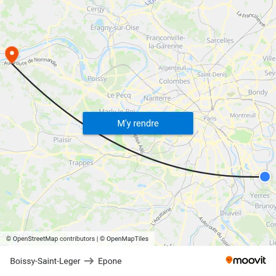 Boissy-Saint-Leger to Epone map
