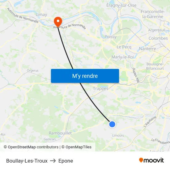 Boullay-Les-Troux to Epone map