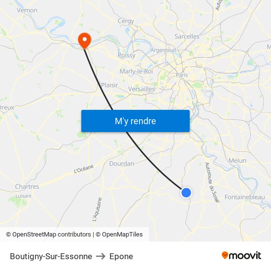 Boutigny-Sur-Essonne to Epone map