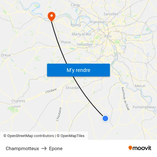 Champmotteux to Epone map