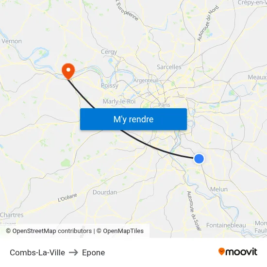 Combs-La-Ville to Epone map