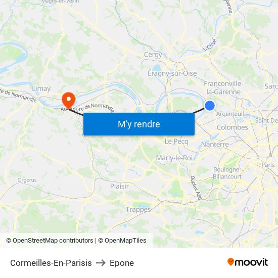 Cormeilles-En-Parisis to Epone map