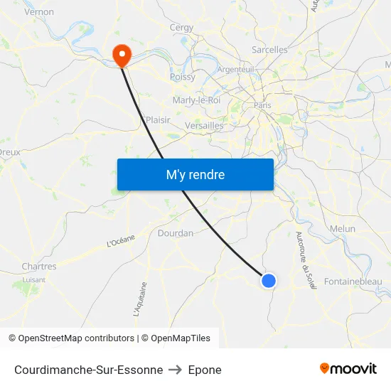 Courdimanche-Sur-Essonne to Epone map