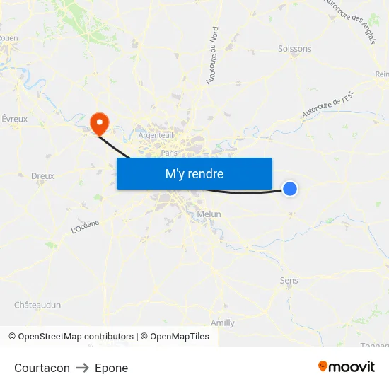 Courtacon to Epone map