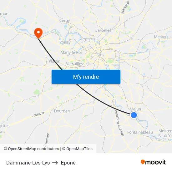 Dammarie-Les-Lys to Epone map