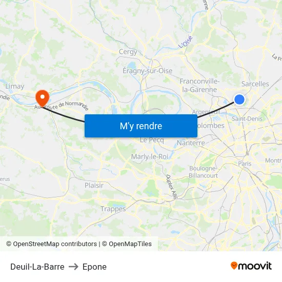 Deuil-La-Barre to Epone map