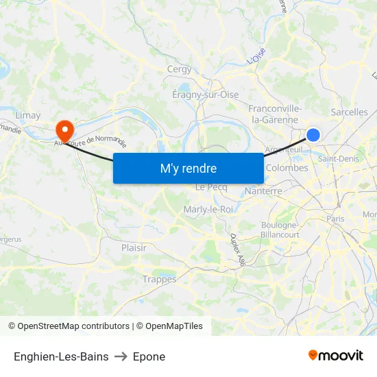 Enghien-Les-Bains to Epone map