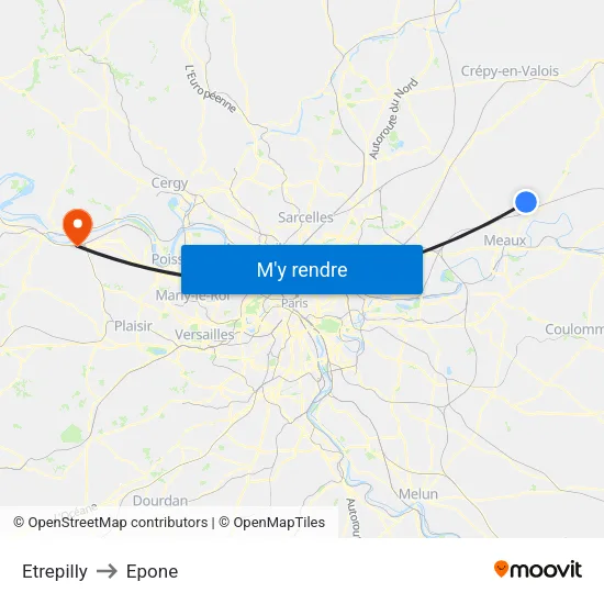 Etrepilly to Epone map