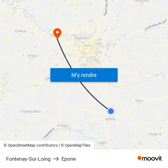 Fontenay-Sur-Loing to Epone map