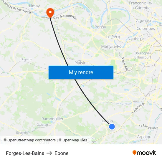 Forges-Les-Bains to Epone map