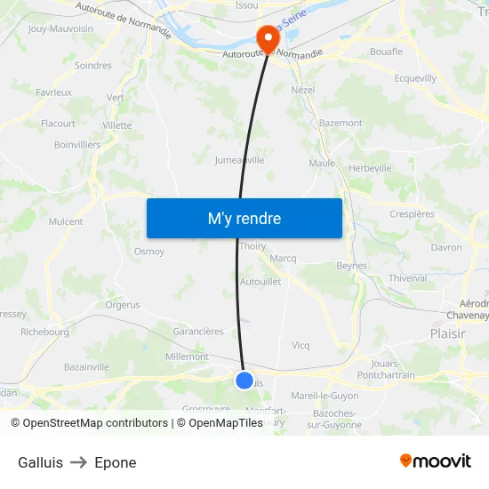 Galluis to Epone map