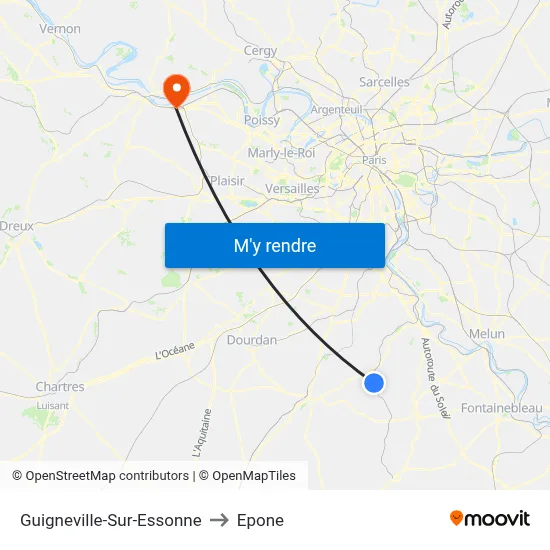 Guigneville-Sur-Essonne to Epone map