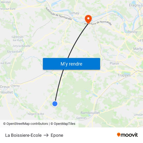 La Boissiere-Ecole to Epone map
