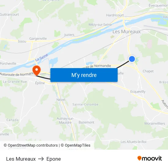 Les Mureaux to Epone map