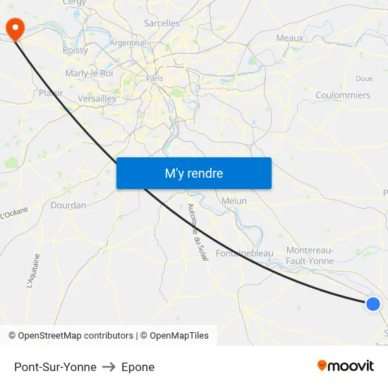 Pont-Sur-Yonne to Epone map