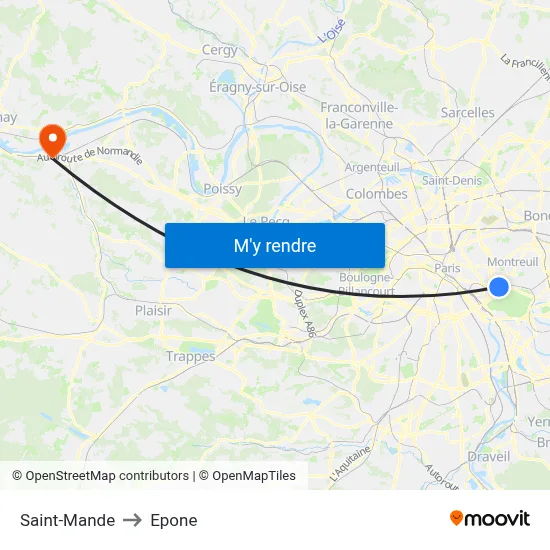 Saint-Mande to Epone map