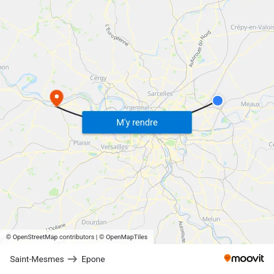 Saint-Mesmes to Epone map