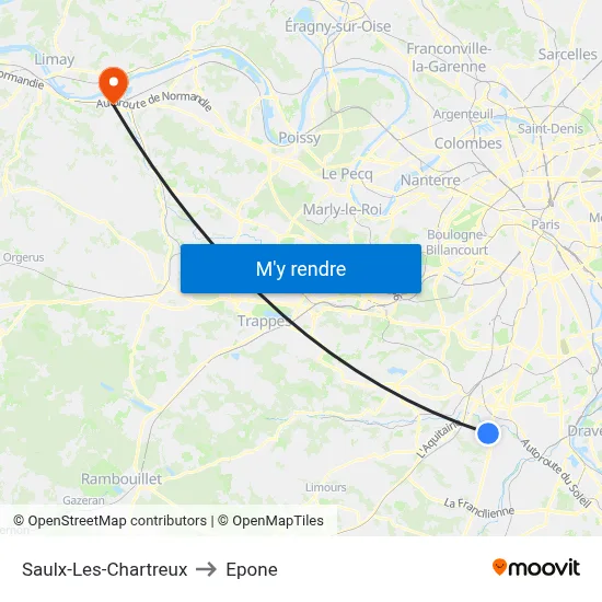 Saulx-Les-Chartreux to Epone map