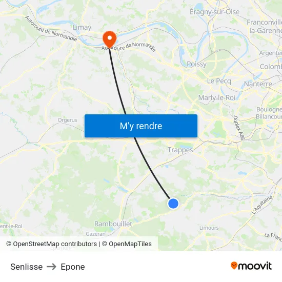 Senlisse to Epone map