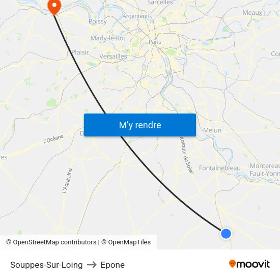 Souppes-Sur-Loing to Epone map