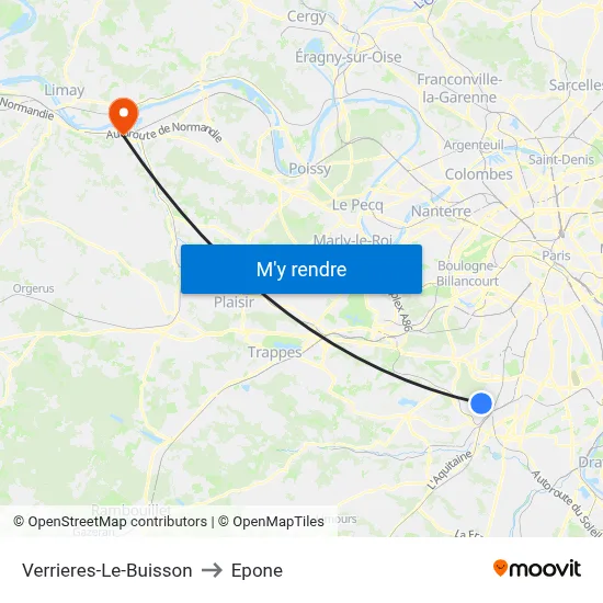 Verrieres-Le-Buisson to Epone map