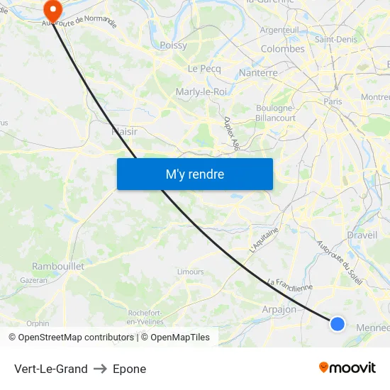 Vert-Le-Grand to Epone map