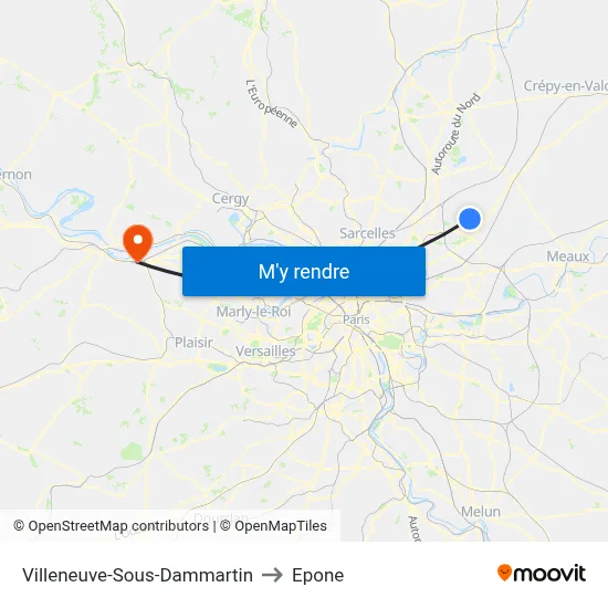 Villeneuve-Sous-Dammartin to Epone map