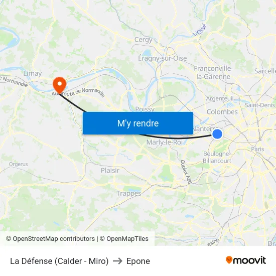 La Défense (Calder - Miro) to Epone map