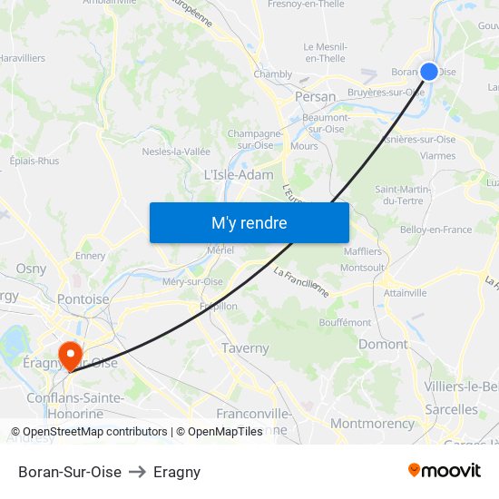 Boran-Sur-Oise to Eragny map