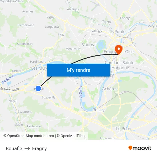 Bouafle to Eragny map
