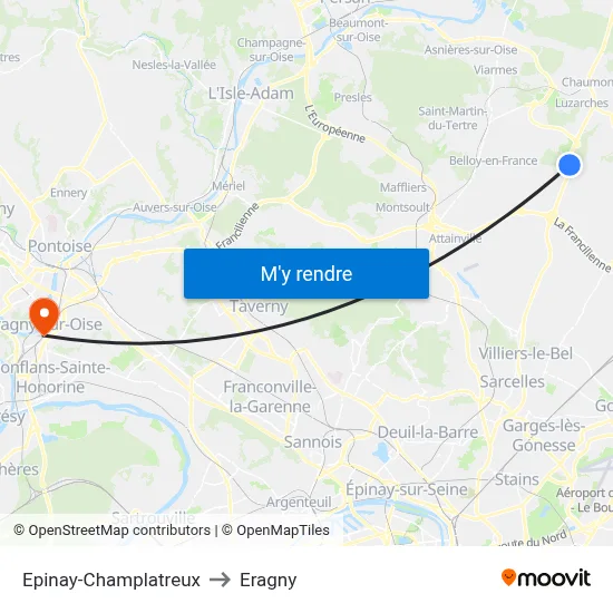 Epinay-Champlatreux to Eragny map