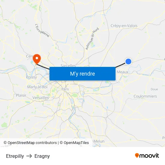 Etrepilly to Eragny map