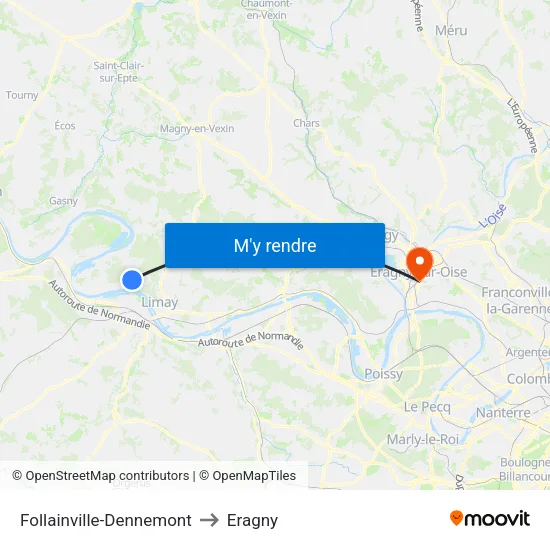 Follainville-Dennemont to Eragny map