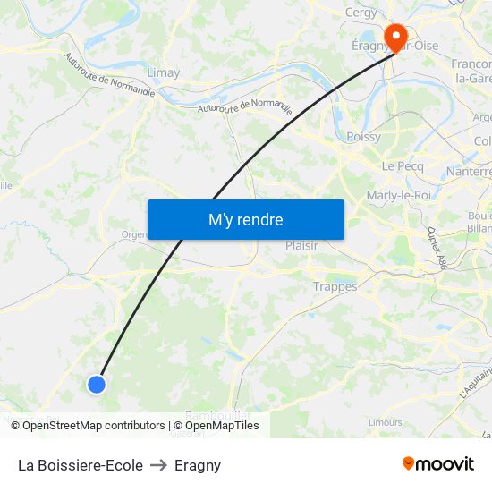 La Boissiere-Ecole to Eragny map