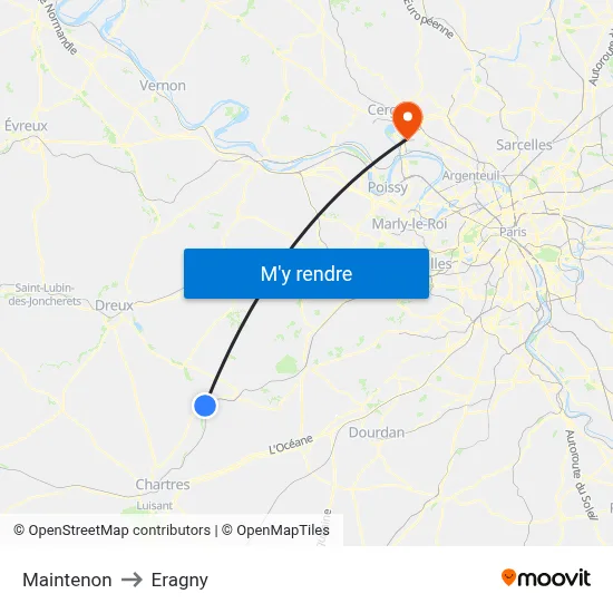 Maintenon to Eragny map