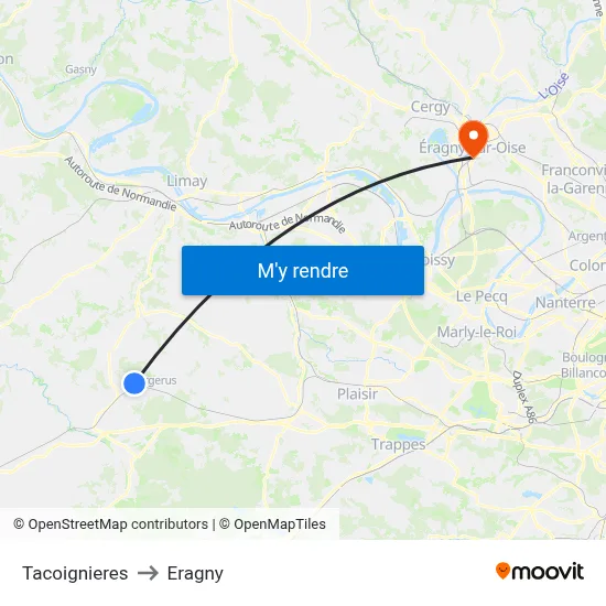 Tacoignieres to Eragny map