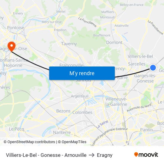 Villiers-Le-Bel - Gonesse - Arnouville to Eragny map