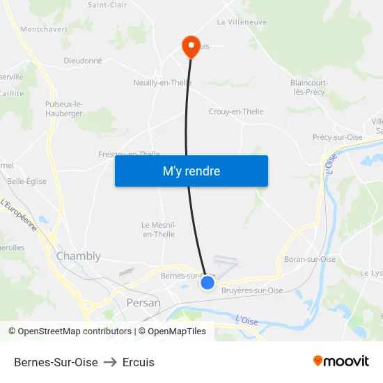 Bernes-Sur-Oise to Ercuis map