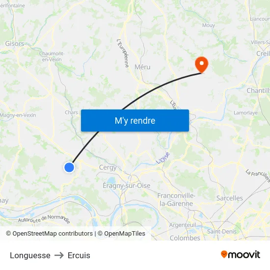Longuesse to Ercuis map