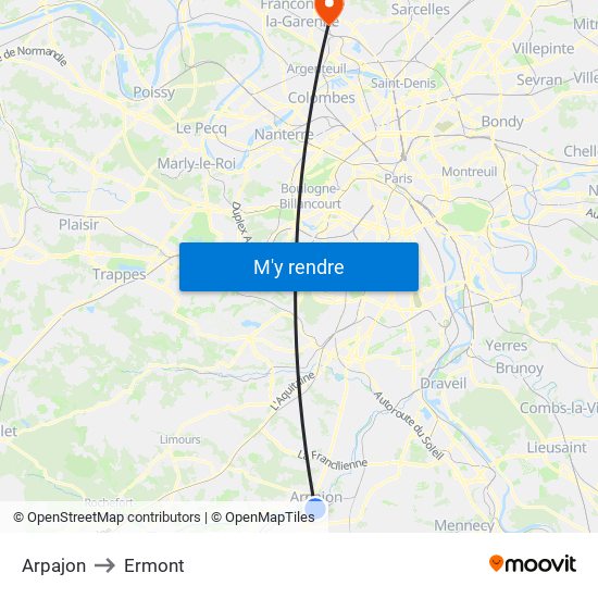 Arpajon to Ermont map