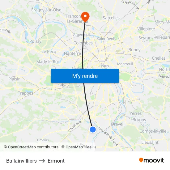 Ballainvilliers to Ermont map