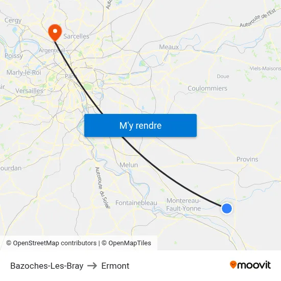 Bazoches-Les-Bray to Ermont map