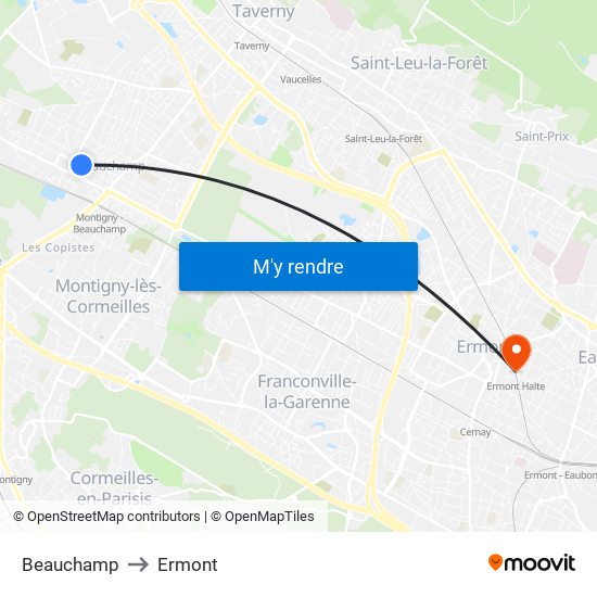 Beauchamp to Ermont map