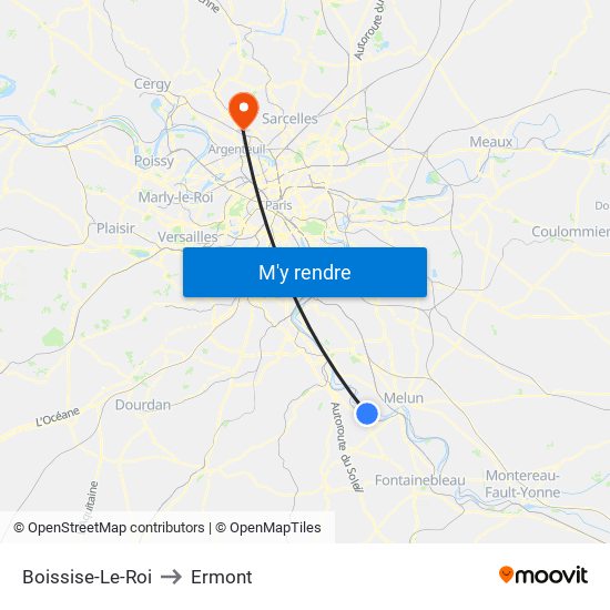 Boissise-Le-Roi to Ermont map