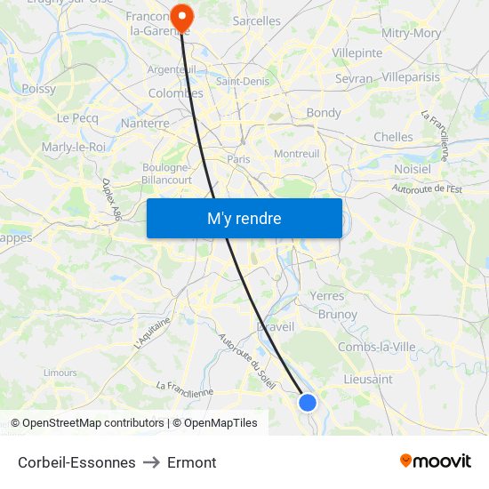 Corbeil-Essonnes to Ermont map