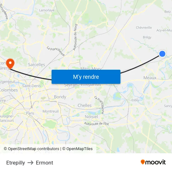 Etrepilly to Ermont map
