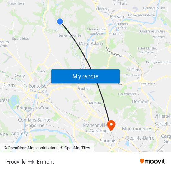 Frouville to Ermont map