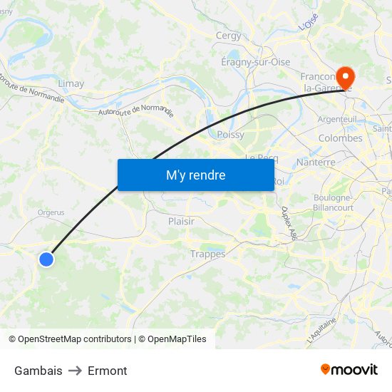 Gambais to Ermont map