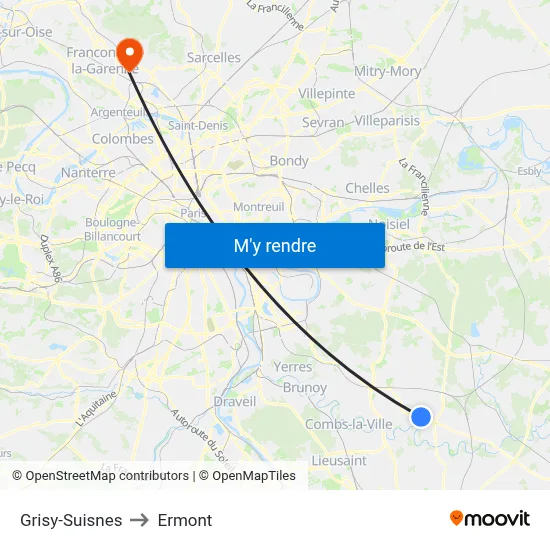 Grisy-Suisnes to Ermont map